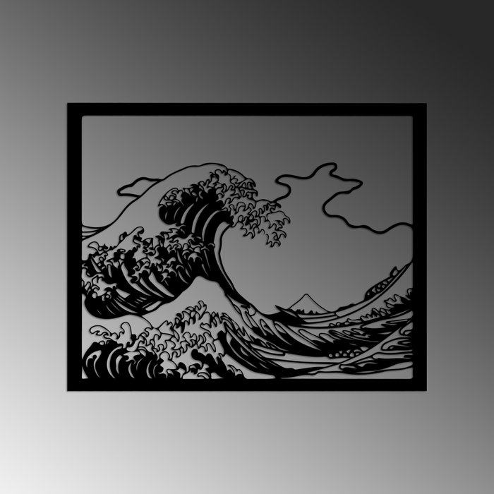 Wallity Hokusai Escultura de Pared de Metal Negra Wallity Hokusai Escultura de Pared de Metal Negra